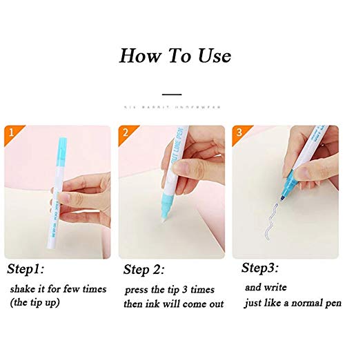 Gift Card Writing & Drawing Double Line Outline Pen,Creative Art Marker 8 Color Double Line Pen Light Color Fluorescent Marker crafts supplies stationery - Thumbnail 5