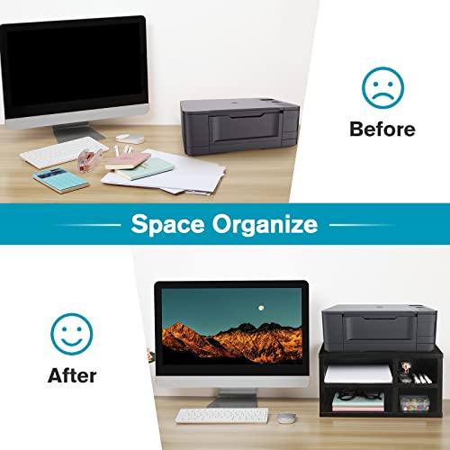 MaxGear Printer Stand with Storage, 2 Tier Wood Computer Printer Shelf