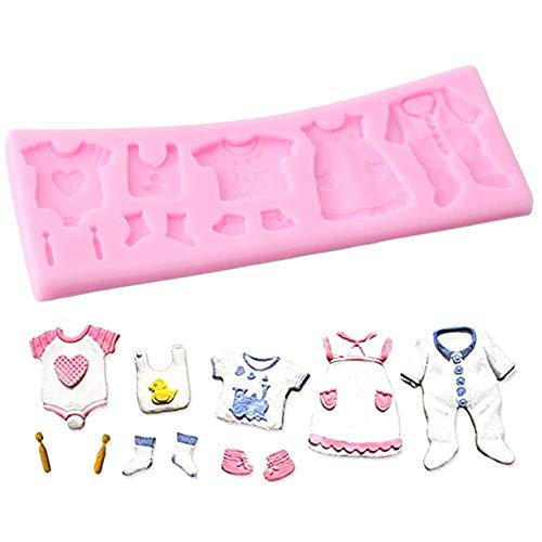 Binglinghua Lovely Baby Clothes Silicone Fondant Mold 3D Cupcake Chocolate Candy Pastry Mold Wedding Cake Decorating Tools
