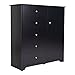South Shore Vito Door Chest with 5 Drawers and Adjustable Shelves, Pure Black