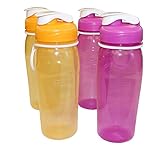 Rubbermaid Refill, Reuse 20-Ounce Chug Bottle (4 Pack) 2-Passion Fruit, 2-Clementine Colors