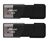 PNY Attache 32GB USB 2.0 Flash Drive, 2-Pack (P-FD32GATT03X2-GE)