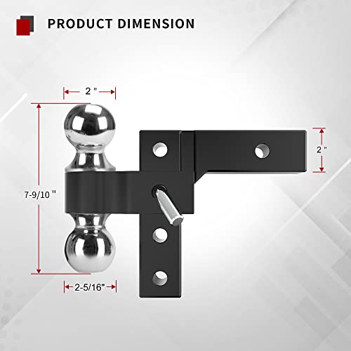 YITAMOTOR Adjustable Trailer Hitch Ball Mount, Fits 2Inch Receiver, 6