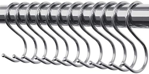 Qliver S Hook 12 Pcs Metal S Hooks Kitchen Spoon Pot Pan Hanger Clothes Storage Rack S Shaped Hanging Hooks (3.15 inch)