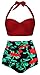 Fancyskin Women's Vintage Polka Dot Halter High Waisted Swimsuits Bikinis 4XL Black(floral)