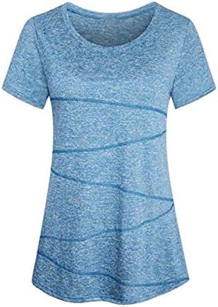 Women Short Sleeve Round Neck Workout Shirts Activewear Yoga Tops