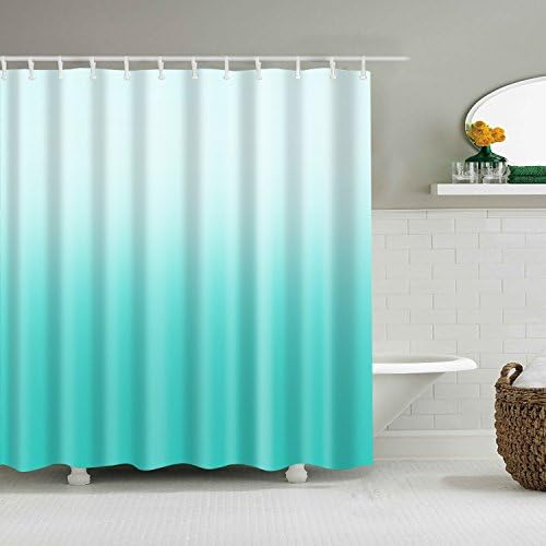 Shower Curtain with Hooks - HUIDANG Ombre Textured Mildew Resistant Waterpoof Anti-Bacterial Polyester Fabric Shower Curtain, Turquoise