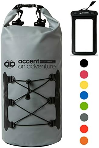 Premium Waterproof Dry Bag Compression Sack, Roll TopClosure 2 Detachable Shoulder Straps for Kayaking, Beach, Rafting, Boating, Hiking, Camping and Fishing with Waterproof Phone Case