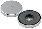 Master Magnetics RB80PRCX2 Round Base Magnet Fastener with 0.270" Center Hole Chrome Plate, 3.20" Diameter, 0.445" Thick, 95 Pounds, Silver (Pack of 2)