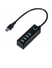 Sabrent portátil de 4 puertos USB 3.0 Hub con interruptor de alimentación para Ultra Book, MacBook Air, Windows 8 Tableta PC [Bus Powered, 1 ft Cable USB 3.0 incorporado] (hb u3p8, color negro)