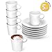 LE TAUCI 5oz Espresso Cups with Saucers, Set of 6, Pocerlain Stackable Demitasse Cups Designed for Espresso Machine - Ristretto, Espresso, Lungo, White