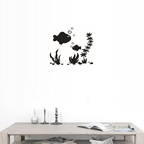 BIBITIME Underwater World Big and Small Fishes Wall Decal Algae Aquatic Plants Bubbles Vinyl Sticker for Nursery Bedroom Children Bedroom Kids Room Decor Bathroom Art Murals - Thumbnail 3