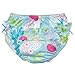 i Play. Toddler Girls' Ruffle Snap Reusable Absorbent Swim Diaper, Aqua Coral Reef, 3T