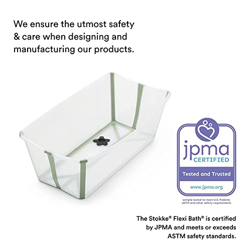 Stokke Flexi Bath XLarge, Transparent Green Spacious Foldable Baby