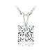 Bria Lou Silver Flashed Cubic Zirconia Square Solitaire Pendant Necklace, 18