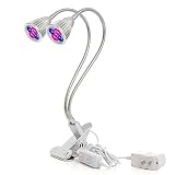 Dual Head UV & IR Plant Led Grow Light with Double Switch and 360 Degree Flexible Gooseneck for Indoor Plants Seedling Growing Blooming Fruiting in Greenhouse Office and Home (20w)