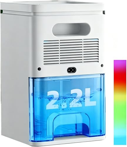 Electric Home Dehumidifier Anti Mould 2200 ml Portable – Ultra Quiet, Timer 2-12 h, Automatic Shut-off | 7 Colours LED | for Bathroom, Bedroom, Wardrobe (Pink)
