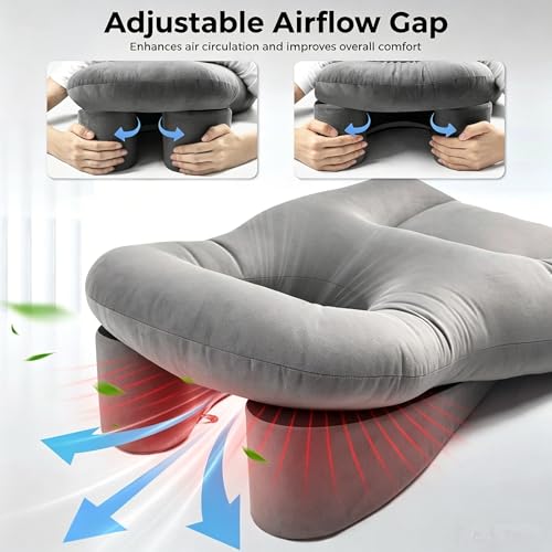 ETOFIXEE Cojín facial con agujero, cojín ajustable para dormir boca abajo y cojín facial después de la cirugía de los ojos, reposacabezas para cama, espuma viscoelástica para camilla de masaje