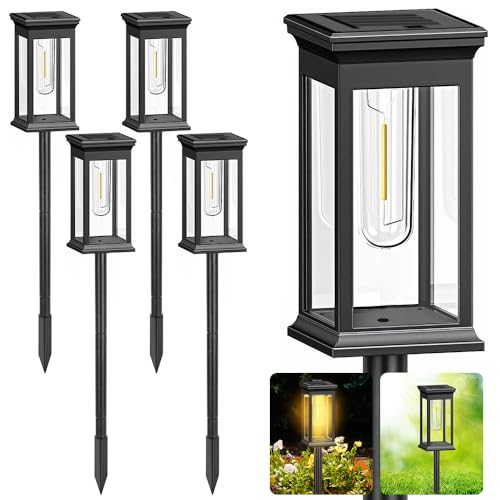 JESWO 4PCS Lamparas Solares Exterior Jardin | Automático Lámpara de Tungsteno de Alta Luminosidad, Impermeables IP65 Luces Solares para Jardin, Césped