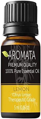 100%-Pure Lemon Essential Oil by AROMATA -- Enjoy the uplifting, cleansing, detoxifying benefits of this premium-quality, undiluted, therapeutic-grade lemon oil and buy with confidence thanks to our 100% money-back guarantee. (5ml)