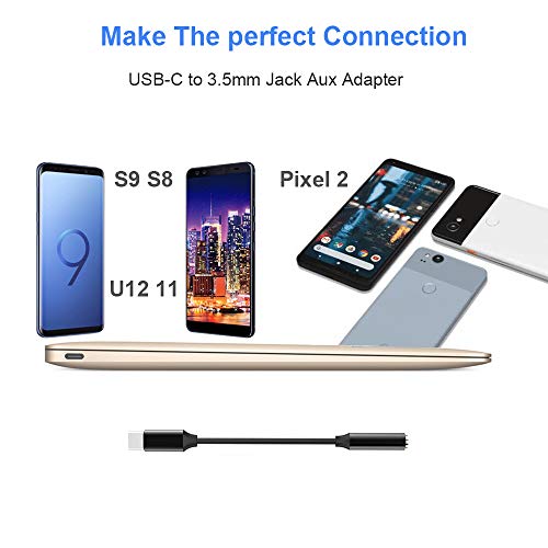 Fukep USB C to 3.5mm Headphone Jack Adapter, USB Type C to 3.5mm Audio Female Adapter for Google Pixel 3/2/3XL/2XL, Huawei Mate 10/P20 Pro, Essential Phone and More