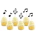 36 Pcs Music Notes Cupcake Toppers for Music Themed Party Decorations Glitter Musical Symbols Cupcake Picks for Baby Shower Birthday Party Supplies Black