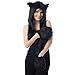 Black Cat Full Animal Hood Hoodie Hat Faux Fur 3 in 1 Function Paw Mittens Gloves