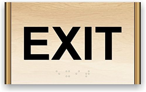 ADA Exit Sign Aluminum Panel Raised Letters and Braille (5" x 3") Elegant Black