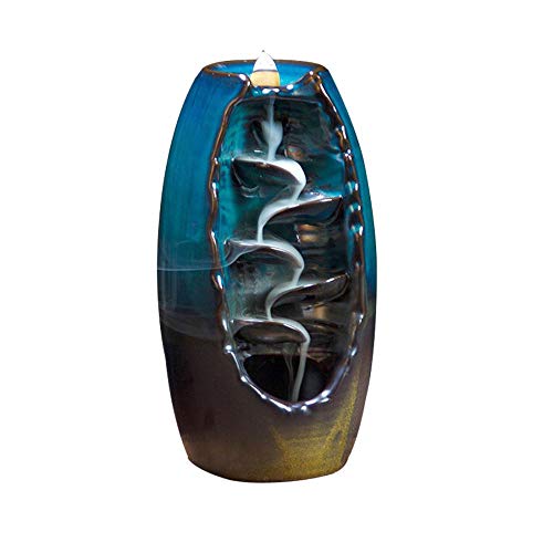 LYUS Backflow Incense Holder,Incense Burner with 10 pcs Cones Chinese Ceramic Incense Censer for Home Decor