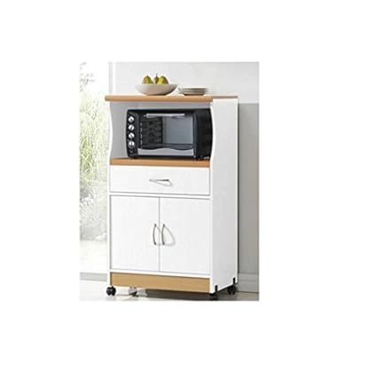 Microwave Cart Stand White Finish One Shelf For The Microwave