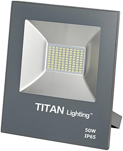 Titan Lighting Gray Frameless 50W Led Flood Lights, 100W HPS/HID Replacement, 4250LM, 6000K Day Light, Waterproof, 120-277V, Instant on