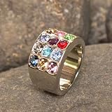 Hoshen Stones Judaica Ring 12 Tribes Of Israel Silver Color - Please send us a message with the required size.From 8 till 10.5 US