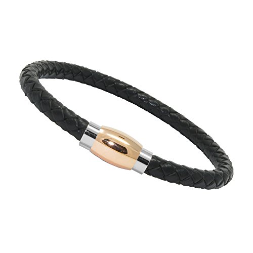 Unisex men s genuine leather stainless steel magnetic c…