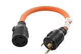 AC WORKS Generator to Transfer Switch L14-30 Inlet Box Adapter (L5-30 30Amp 3-Prong to L14-30-Flexible)