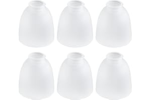 SEWTEROLYN 6-Pack White Frosted Glass Shades, Bell Shaped Glass Shade Covers Ceiling Fan Lamp Replacements, Light Fixtures Lampshade for Chandelier Wall Sconces, 1.61" Fitter Size, 5" High x 4.7" Diameter