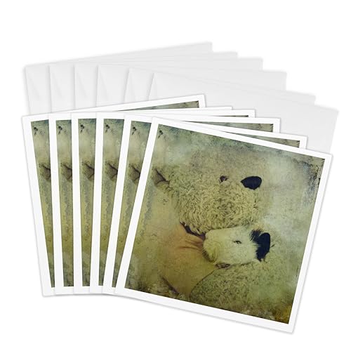 3dRose Teddy Bear Hugs a Guinea Pig - Greeting Cards, 6 x 6 inches, set of 6 (g…