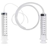 Buytra 2 Pack 100ML Plastic Syringe with Handy Tubing 80cm Long for Injecting, Drawing Oil, Fluid and Water