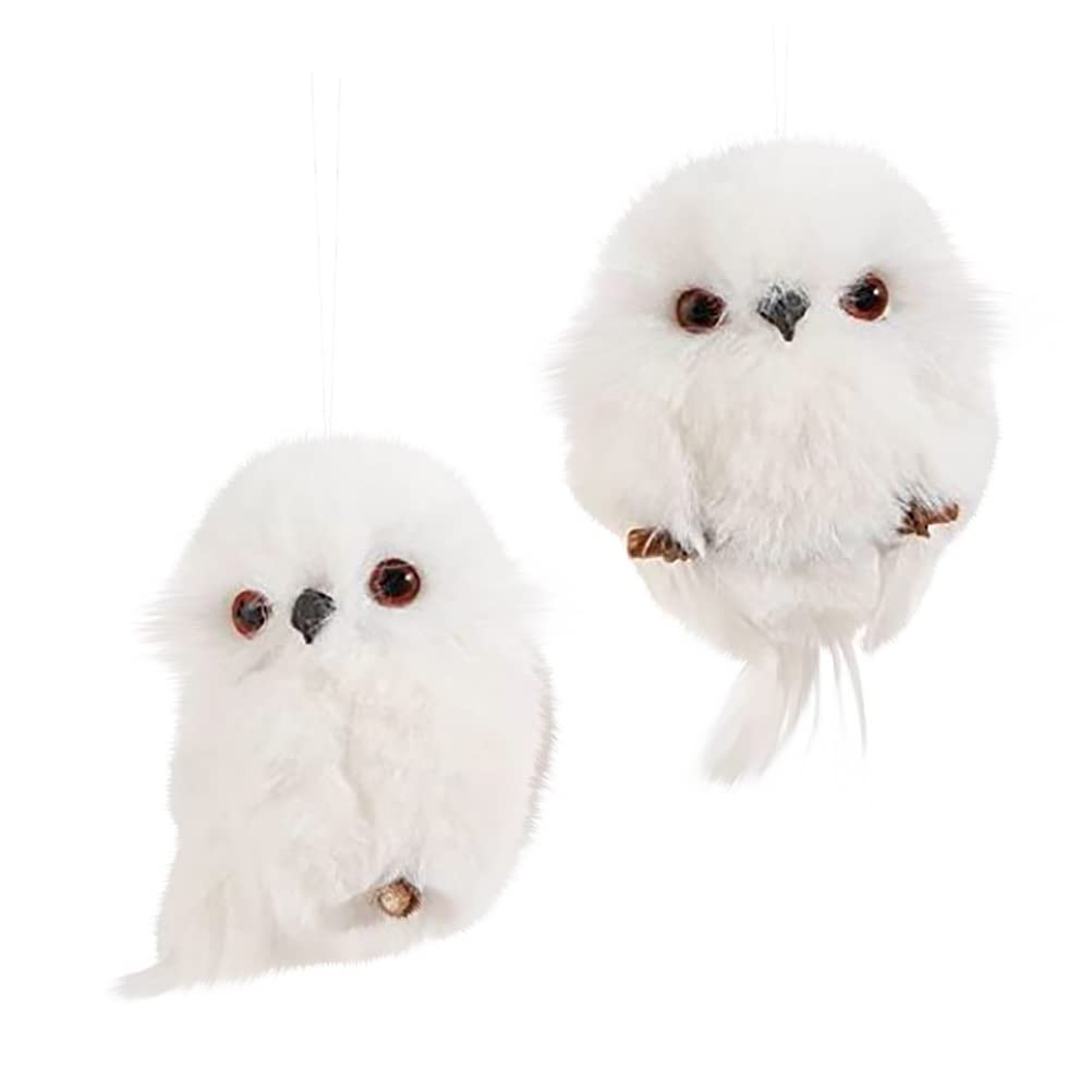 Lseqow Owl Hanging Ornaments, Christmas Cute Animal Pendant Simulation Owl Pendant Xmas Tree Pendant Home Holiday Party Decoration 2Pcs