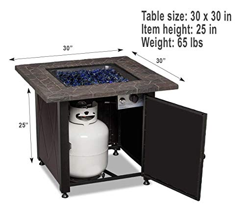 Endless Summer 30" Outdoor Propane Gas Fire Pit Table (Blue Fireglass