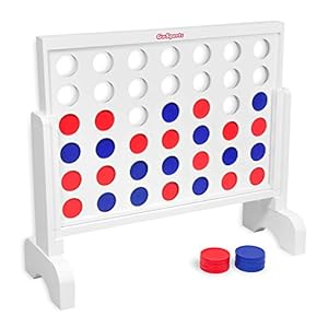 GoSports 2 Foot Width Giant 4 in A Row Game with Carrying Case, Made from Wood