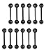 FUNRUN 12PCS 14G Flexible Acrylic Tongue Rings for Guys Body Jewelry Piercing Retainer Black