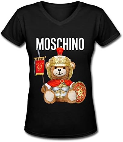 Womens Summer Sexy Tops Mo-SCH-in-o M-ila-no Casual Graphic T Shirt Black