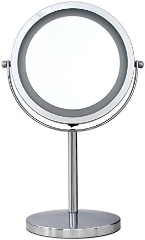Gloriastar Lighted Makeup Mirror -Double Side LED Vanity Mirror,1x/5x Magnification,6 Inch,Chrome