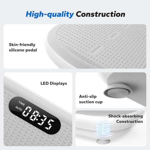 MERACH Powerful Vibration Plate Exercise Machine for Weight Loss and Shaping, 13 mm Large Amplitude, 200 kg Weight Capacity, Silicone Pedal, Built-in Bluetooth Speaker