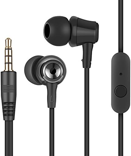 AmazingEC In Ear Earphone Earbuds with Microphone Mini Pouch and Ultra-soft S/M/L Replacement Eartips for iPhone iPod Andriod Cellphone Tablet