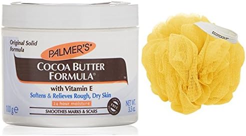 NEW Palmers Cocoa Butter Lotion Formula Prime Strech Mark Lotion Bundle with Ecotools Bathroom Accessories Body Exfoliating Shower Pouf Scrub Sponge Bundle of 2 - Skin Care by Palmers and Ecotools