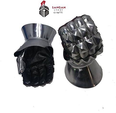 Mediveal Functional Large 16G Steel Princely Hourglass Gauntlets Leather Glove SCA larp