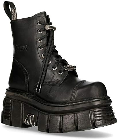 Amazon.com | New Rock 407-S1 Silver Cross BOOTS Black Leather