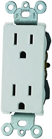 Hanysen 15 Amp 125 Volt, Tamper Resistant, Decora Duplex Receptacle, Straight Blade, Grounding, White