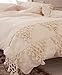 Flber Tufted Tassel Duvet Cover Lattice Boho Bedding,King Size, 96inx104in